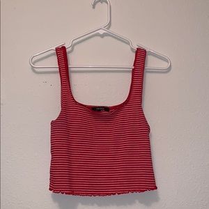 FOREVER 21 red and white striped cropped tank